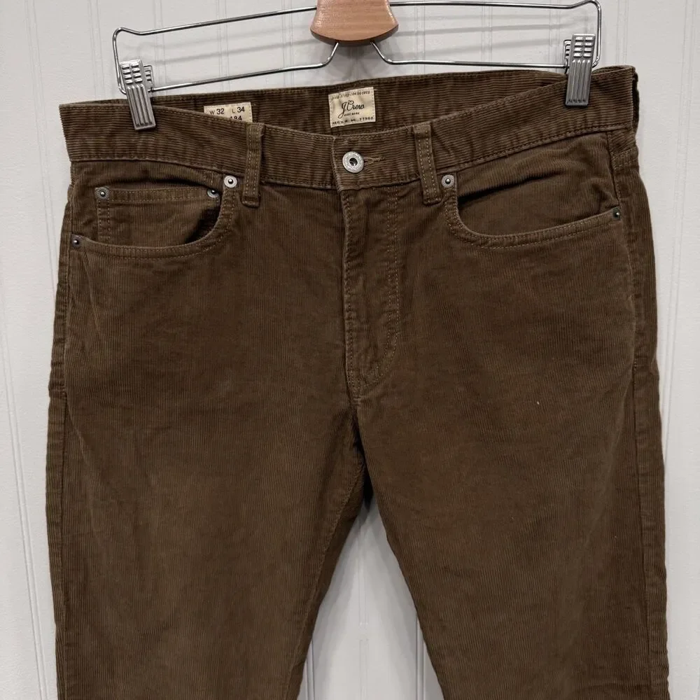 J. Crew Men's W32 x L34 Brown Style 484 Straight Leg Corduroy Pants